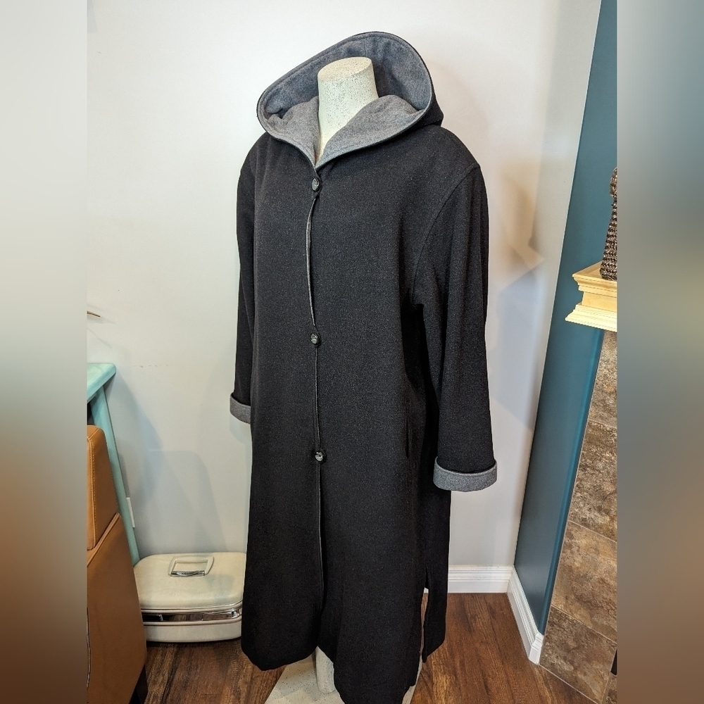 London Fog Wool Hooded trench coat Plus size 16